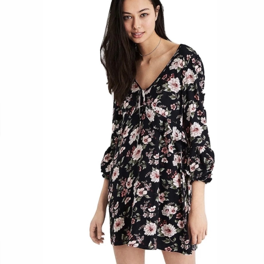 AEO Black & Pink Floral Dress